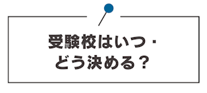 受験校はいつ・どう決める？