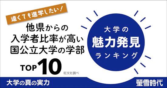 大学の魅力発見ランキング 他県からの入学者比率が高い国公立大学の学部　TOP10