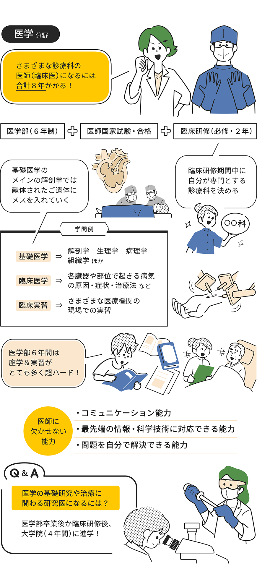 医学分野をイラストで解説した画像