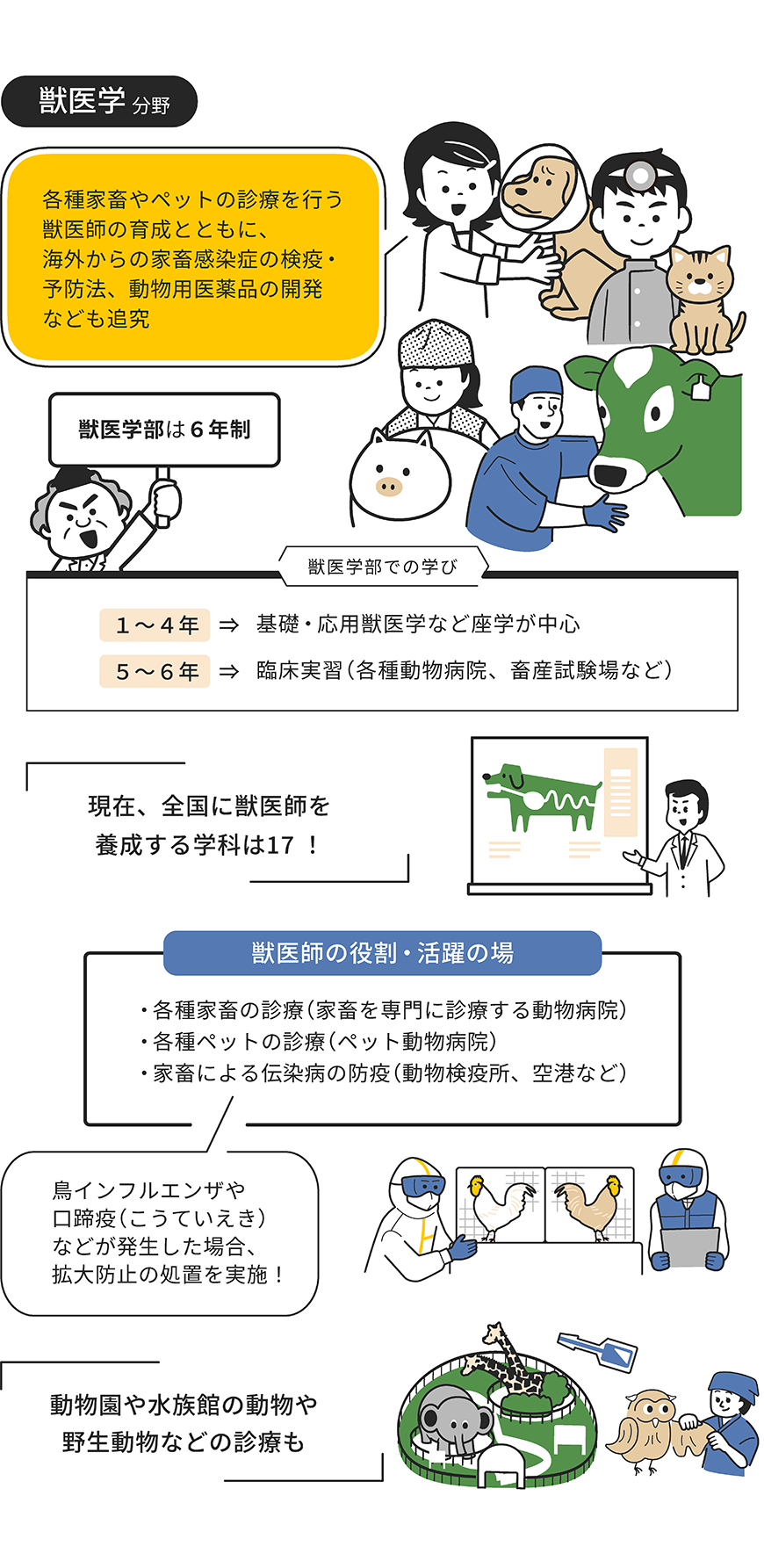 獣医学分野をイラストで解説した画像