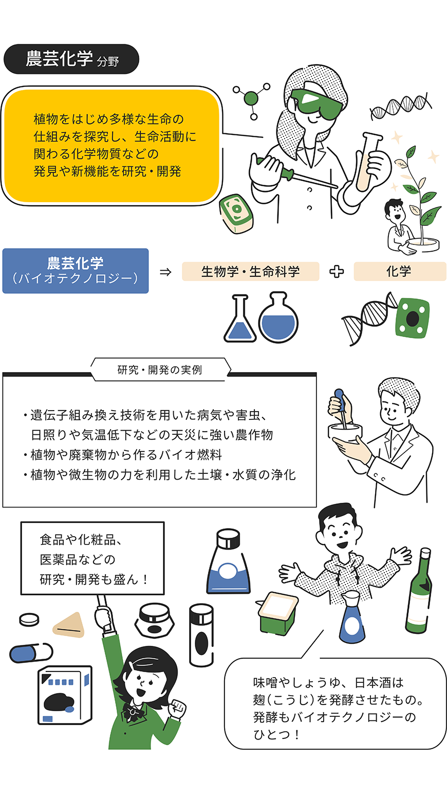 農芸化学分野をイラストで解説した画像