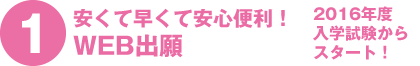 【1】安くて早くて安心便利！WEB出願（2016年度入学試験からスタート！）