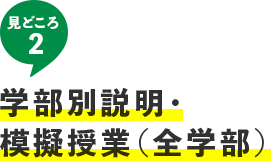 見どころ2 学部別説明・模擬授業（全学部）