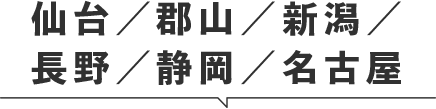 仙台／郡山／新潟／
長野／静岡／名古屋